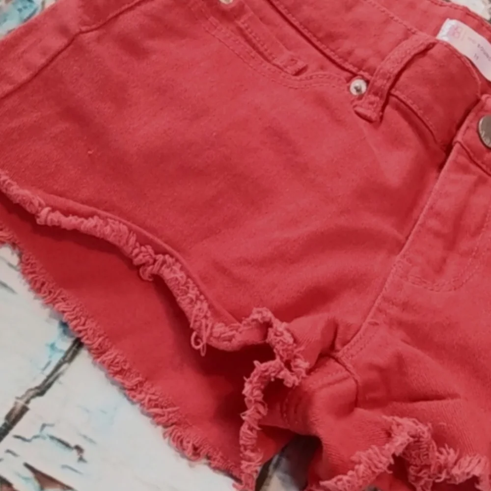 🔷️3-$15🔷️NOBO | Red Cut-off Denim Jean Short Shorts Raw Hem Size 11